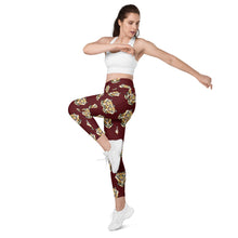 Load image into Gallery viewer, Tiger Maroon - Leggings with pockets - Regular and Plus Size