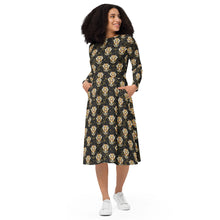 Load image into Gallery viewer, Tiger in the Garden - long sleeve midi dress