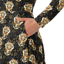 Load image into Gallery viewer, Tiger in the Garden - long sleeve midi dress