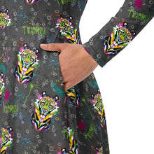 Load image into Gallery viewer, Rainbow Roar - long sleeve midi dress