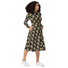 Load image into Gallery viewer, Tiger in the Garden - long sleeve midi dress