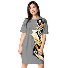 Load image into Gallery viewer, Giant Tiger on Gray - T-shirt dress