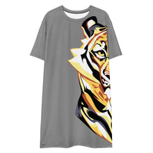 Load image into Gallery viewer, Giant Tiger on Gray - T-shirt dress