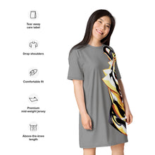 Load image into Gallery viewer, Giant Tiger on Gray - T-shirt dress