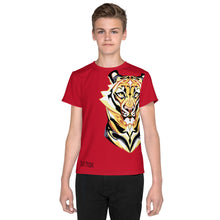 Load image into Gallery viewer, Tiger Pride - AOP team Red - Youth crew neck t-shirt