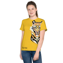 Load image into Gallery viewer, Tiger Pride - AOP Team Yellow - Youth crew neck t-shirt