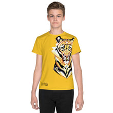 Load image into Gallery viewer, Tiger Pride - AOP Team Yellow - Youth crew neck t-shirt