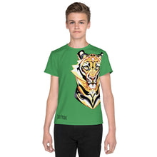 Load image into Gallery viewer, Tiger Pride - AOP Team Green - Youth crew neck t-shirt