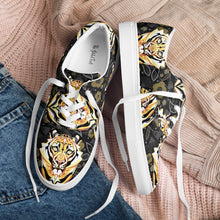 Load image into Gallery viewer, Tiger in the Garden - Women’s lace-up canvas shoes