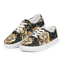 Load image into Gallery viewer, Tiger in the Garden - Women’s lace-up canvas shoes