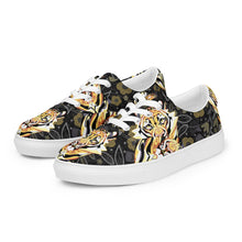 Load image into Gallery viewer, Tiger in the Garden - Women’s lace-up canvas shoes