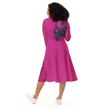 Load image into Gallery viewer, Pink Octopus - APO Long Sleeve Midi Dress