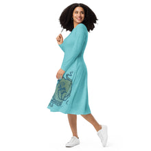 Load image into Gallery viewer, Blue Octopus - APO Long Sleeve Midi Dress