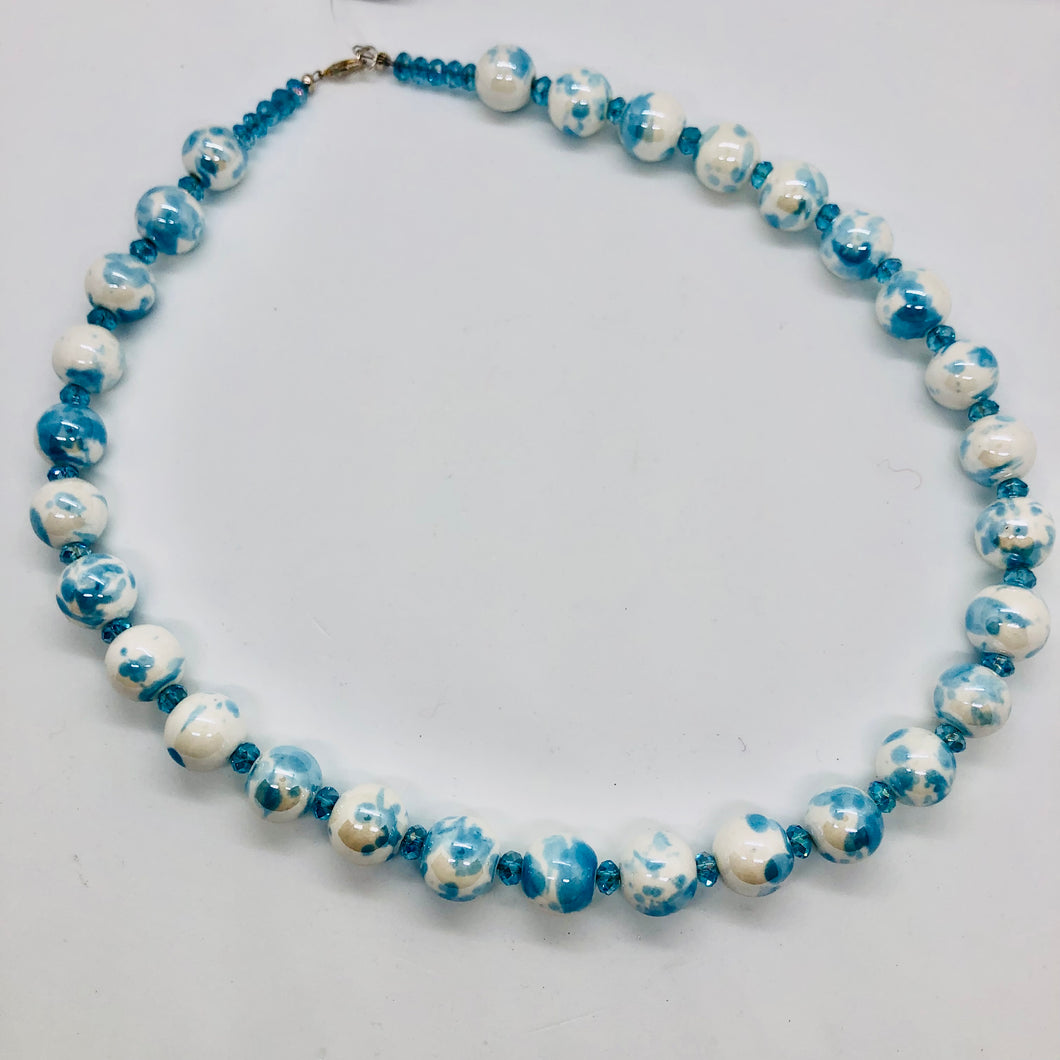 Ceramic Bauble - Lt Blue -  Necklace