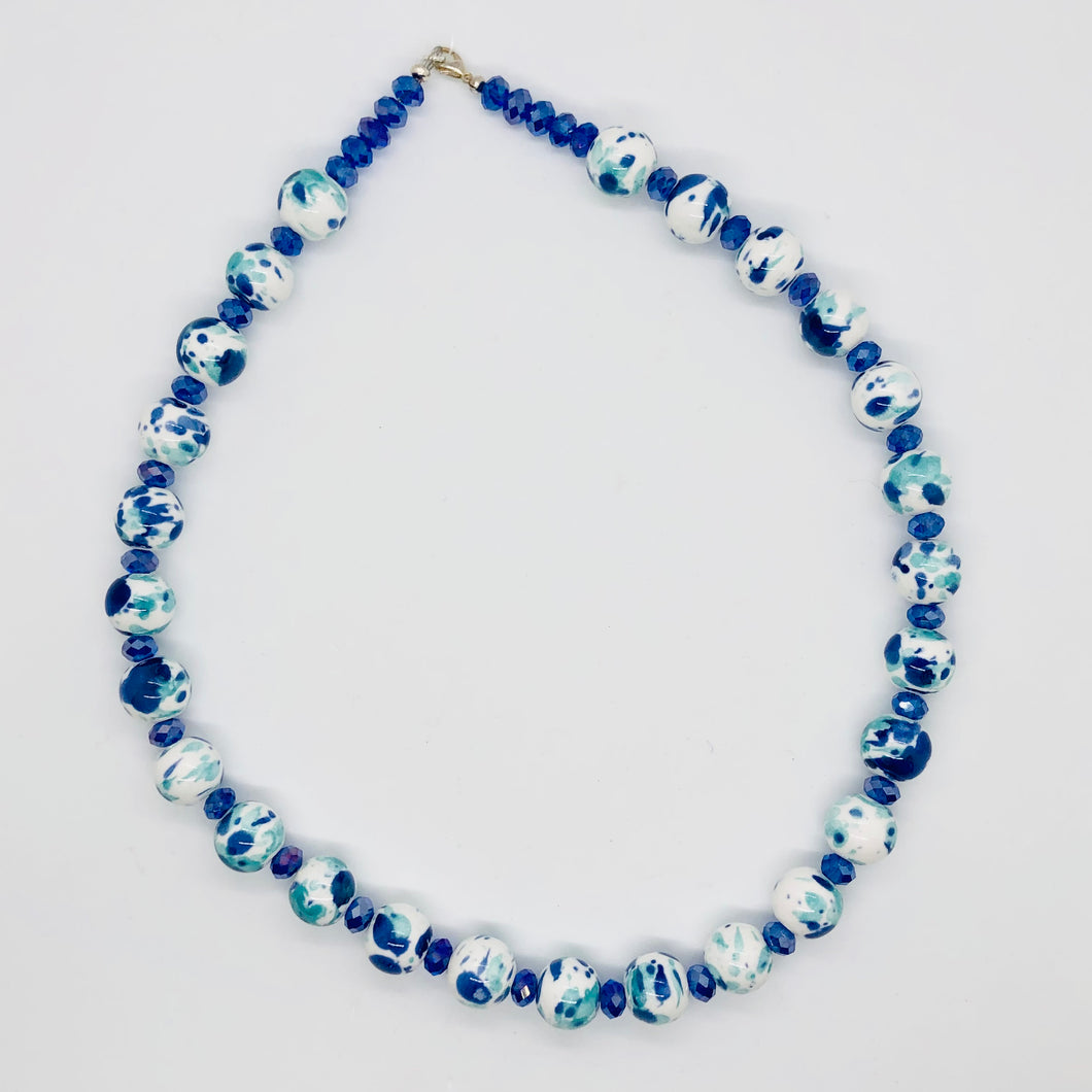 Ceramic Bauble - Dk  Blue -  Necklace
