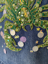 Load image into Gallery viewer, Green Scorpion - Reclaimed Denim Jacket - Wearable Art
