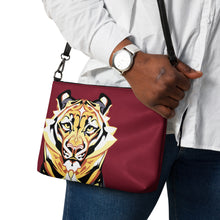 Load image into Gallery viewer, Tiger on Maroon - Crossbody bag
