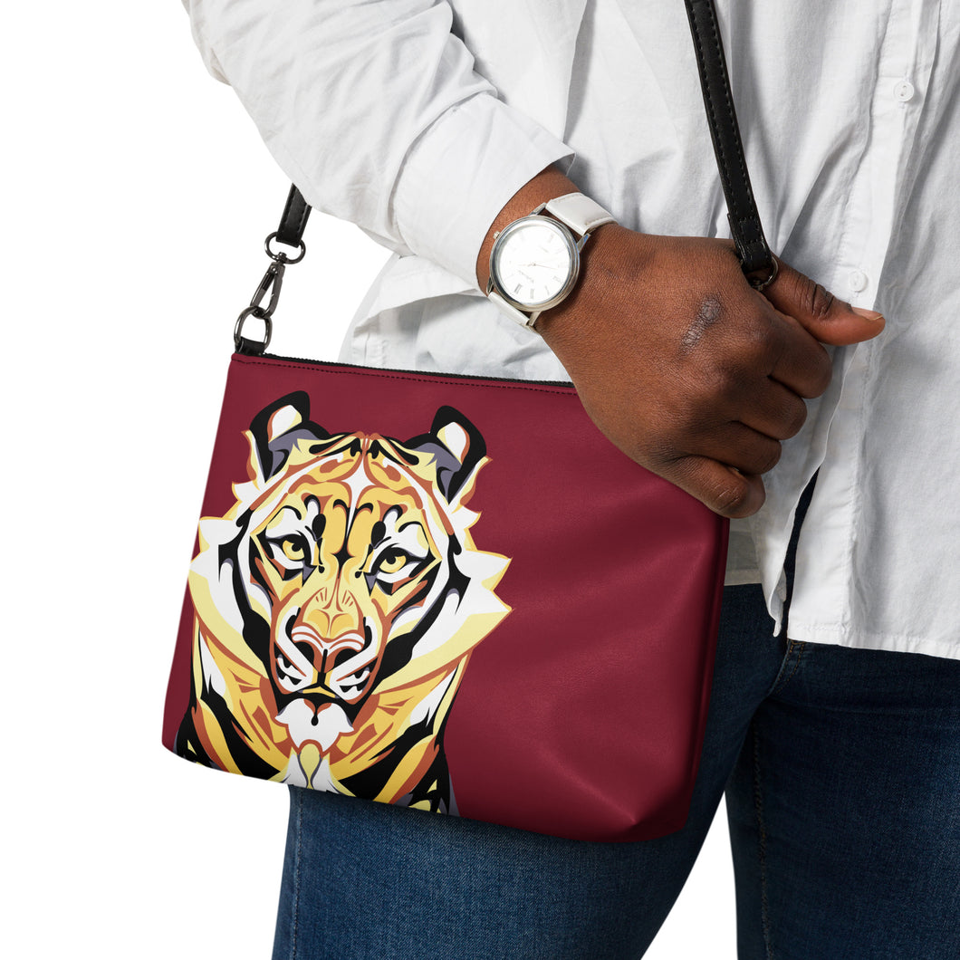 Tiger on Maroon - Crossbody bag