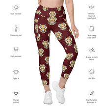 Load image into Gallery viewer, Tiger Maroon - Leggings with pockets - Regular and Plus Size
