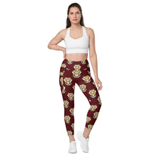 Load image into Gallery viewer, Tiger Maroon - Leggings with pockets - Regular and Plus Size
