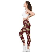 Load image into Gallery viewer, Tiger Maroon - Leggings with pockets - Regular and Plus Size
