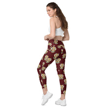 Load image into Gallery viewer, Tiger Maroon - Leggings with pockets - Regular and Plus Size
