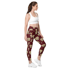 Load image into Gallery viewer, Tiger Maroon - Leggings with pockets - Regular and Plus Size
