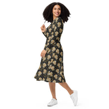 Load image into Gallery viewer, Tiger in the Garden -  long sleeve midi dress
