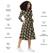 Load image into Gallery viewer, Tiger in the Garden -  long sleeve midi dress
