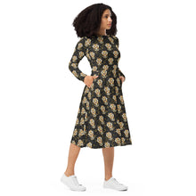 Load image into Gallery viewer, Tiger in the Garden -  long sleeve midi dress

