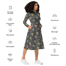 Load image into Gallery viewer, Rainbow Roar -  long sleeve midi dress
