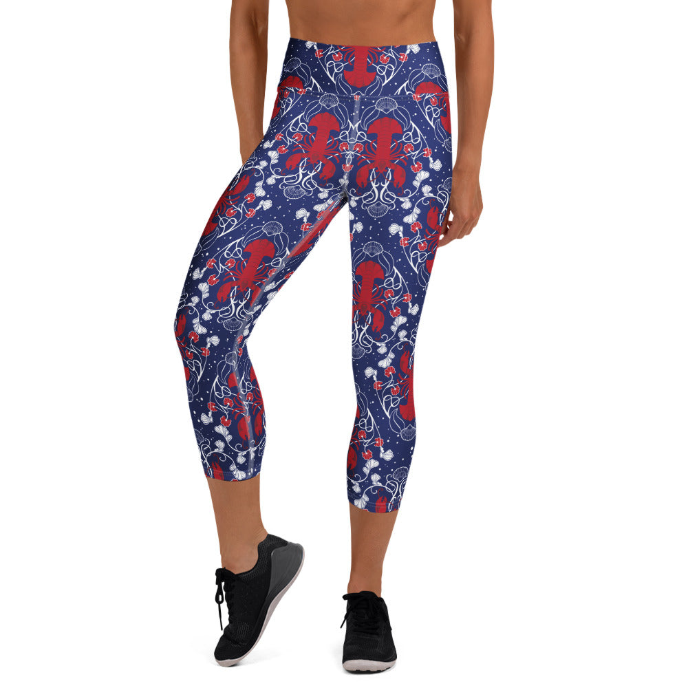 RWB Lobster - Yoga Capri Leggings - Limited Time Holiday Print