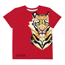 Load image into Gallery viewer, Tiger Pride - AOP team Red - Youth crew neck t-shirt

