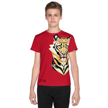 Load image into Gallery viewer, Tiger Pride - AOP team Red - Youth crew neck t-shirt
