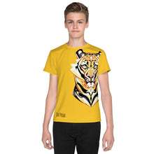 Load image into Gallery viewer, Tiger Pride - AOP Team Yellow - Youth crew neck t-shirt

