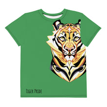Load image into Gallery viewer, Tiger Pride - AOP Team Green - Youth crew neck t-shirt
