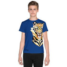 Load image into Gallery viewer, Tiger Pride - AOP Team Blue - Youth crew neck t-shirt
