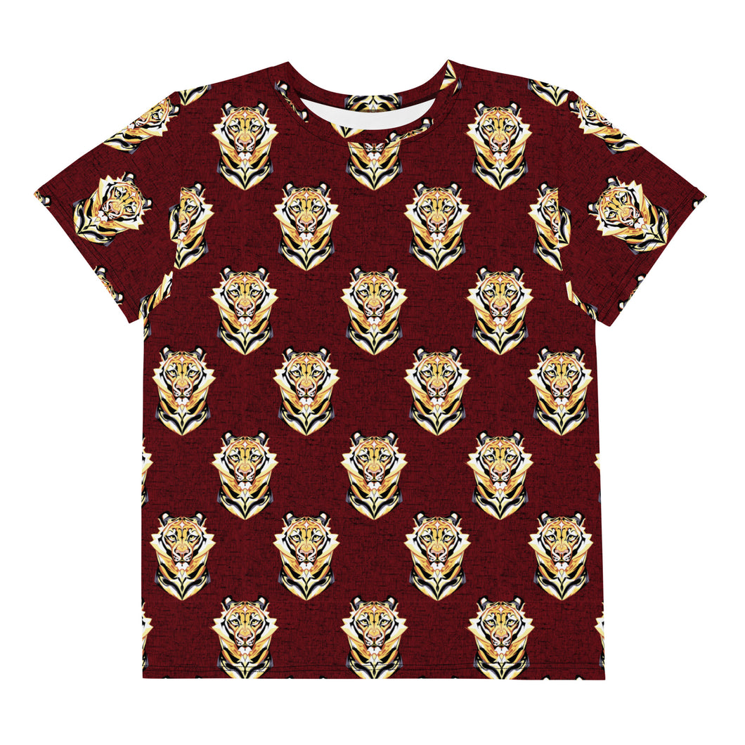 Tiger Maroon - Youth crew neck t-shirt
