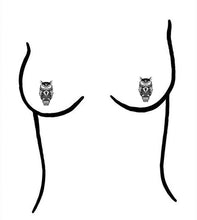 Load image into Gallery viewer, Horned Owl 'hooters' Tittoo - Temporary Nipple Tattoo Set
