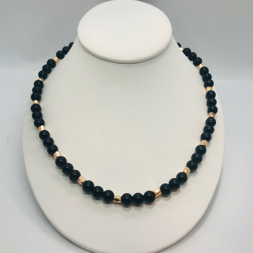 Black & Rose Gold Pearl Necklace