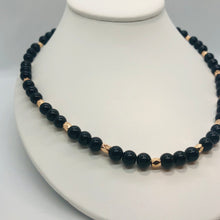 Load image into Gallery viewer, Black &amp; Rose Gold Pearl Necklace
