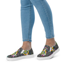 Load image into Gallery viewer, Rainbow Roar - Women’s slip-on canvas shoes
