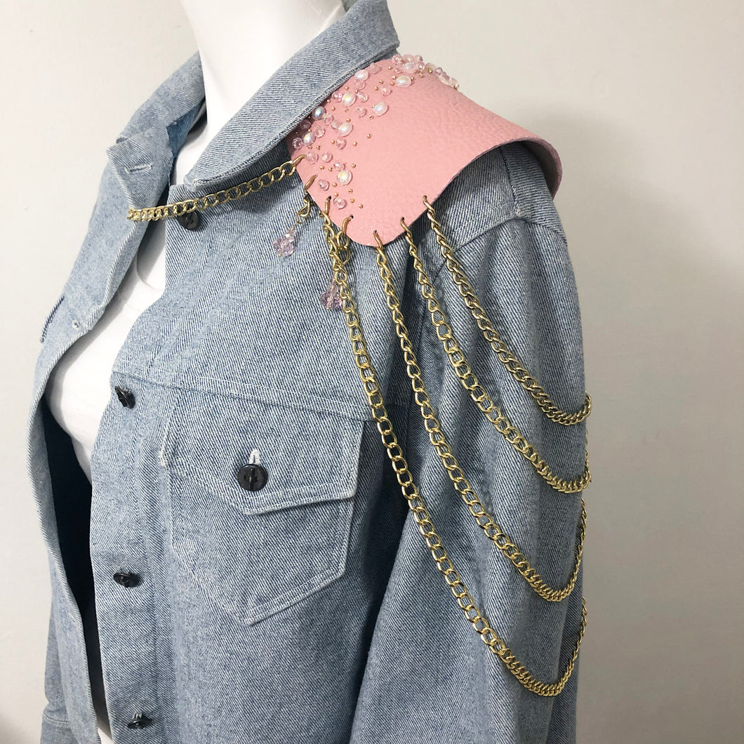 Pink Sparkle - Salvaged Leather Epaulette