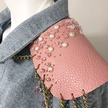 Load image into Gallery viewer, Pink Sparkle - Salvaged Leather Epaulette
