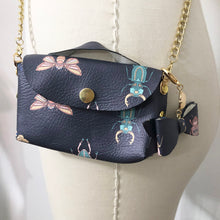 Load image into Gallery viewer, Mini Leatherette Cross Body Purse - Beetles and Moths
