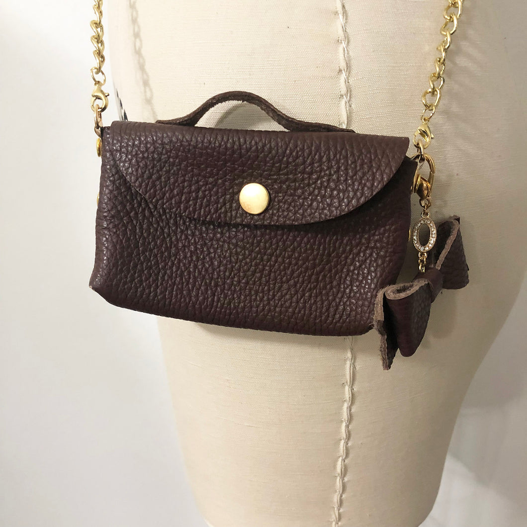 Mini Leather Cross Body Purse - Chocolate Brown