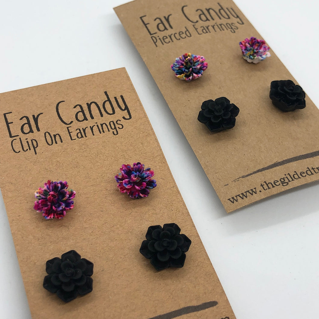 Midnight Succulents - Ear Candy - Post  (ClipOn sold out)