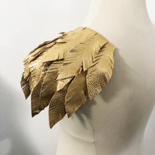 Load image into Gallery viewer, Golden Feather - Salvaged Leather Epaulette
