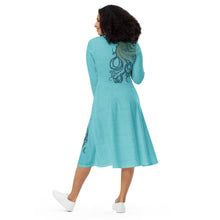 Load image into Gallery viewer, Blue Octopus - APO Long Sleeve Midi Dress
