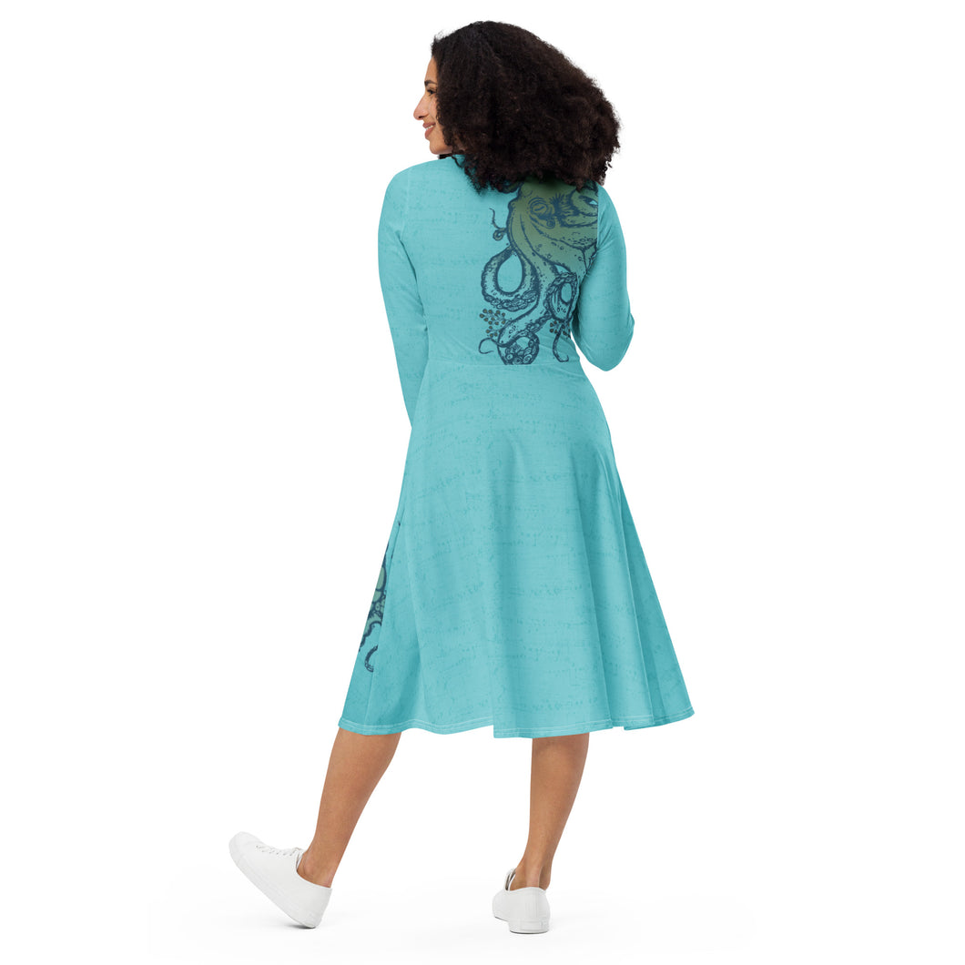 Blue Octopus - APO Long Sleeve Midi Dress